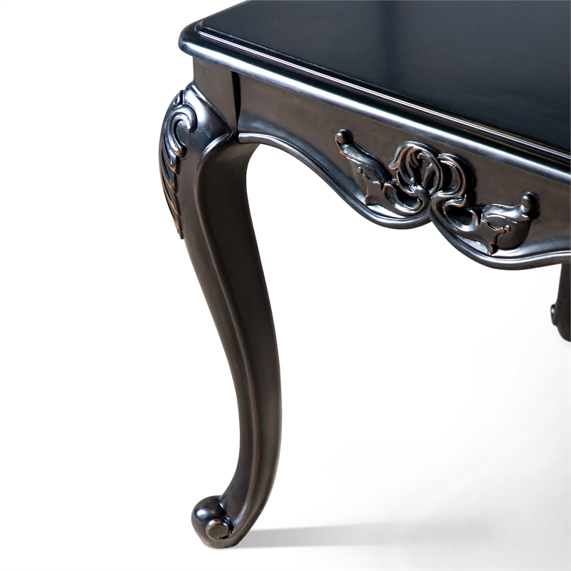 Furniture of America Raya Wood End Table with Cabriole Legs in Black