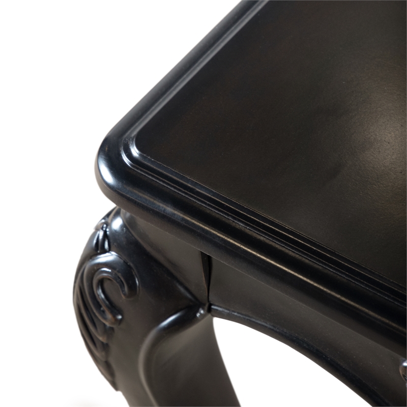 Furniture of America Raya Wood End Table with Cabriole Legs in Black