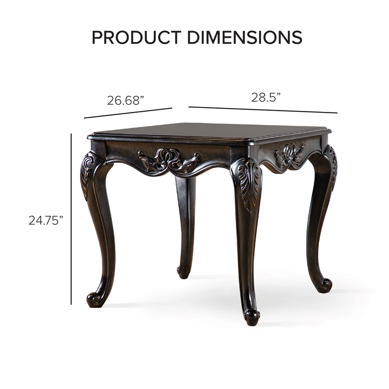 Furniture of America Raya Wood End Table with Cabriole Legs in Black