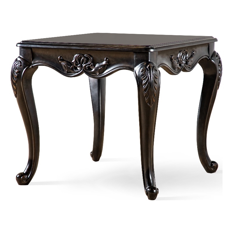 Furniture of America Raya Wood End Table with Cabriole Legs in Black