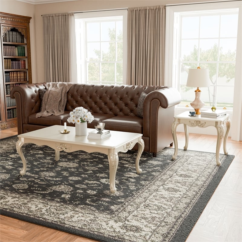 Furniture of America Raya Wood 2-Piece Coffee Table Set in Gold