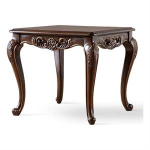 Furniture of America Adelaide Wood End Table with Cabriole Legs in Brown