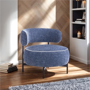 Furniture of America Granier Blue Fabric Swivel Chair with Curved Backrest