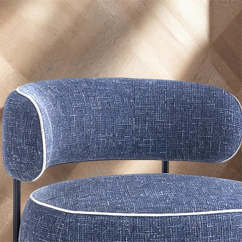 Furniture of America Granier Blue Fabric Swivel Chair with Curved Backrest
