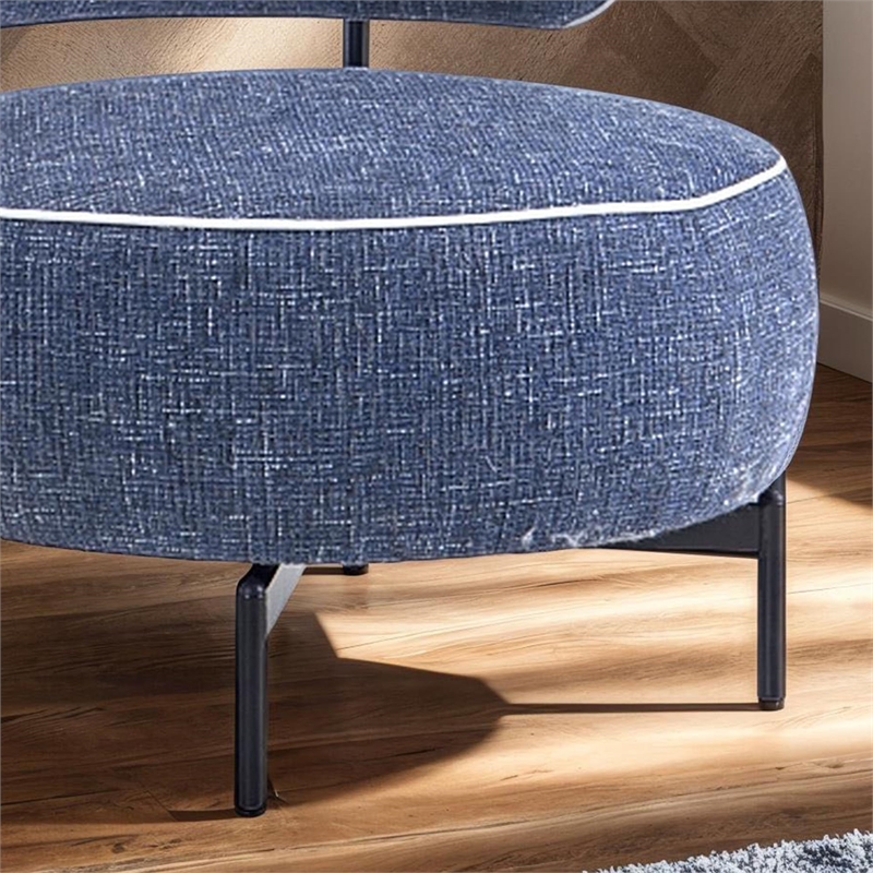 Furniture of America Granier Blue Fabric Swivel Chair with Curved Backrest