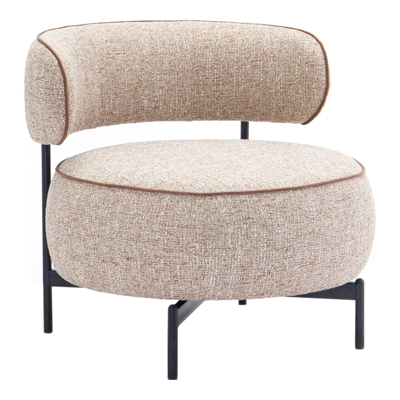 Furniture of America Granier Brown Fabric Swivel Chair with Curved Backrest