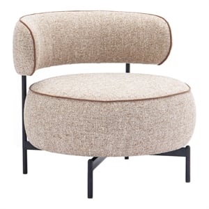 Furniture of America Granier Brown Fabric Swivel Chair with Curved Backrest