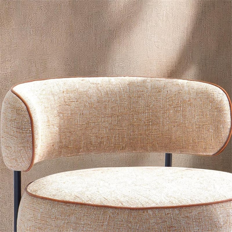 Furniture of America Granier Brown Fabric Swivel Chair with Curved Backrest