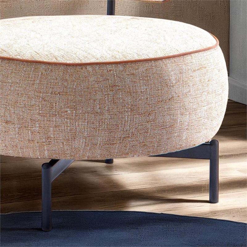 Furniture of America Granier Brown Fabric Swivel Chair with Curved Backrest