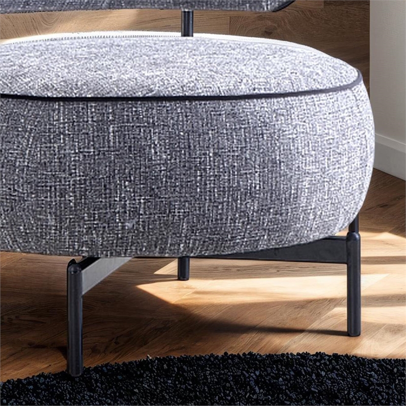 Furniture of America Granier Gray Fabric Swivel Chair with Curved Backrest