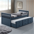 Furniture of America Aurelia Wood Twin Captain Bed with Trundle in Blue