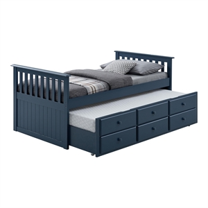 Furniture of America Aurelia Wood Twin Captain Bed with Trundle in Dark Walnut