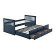 Furniture of America Aurelia Wood Twin Captain Bed with Trundle in Dark Walnut