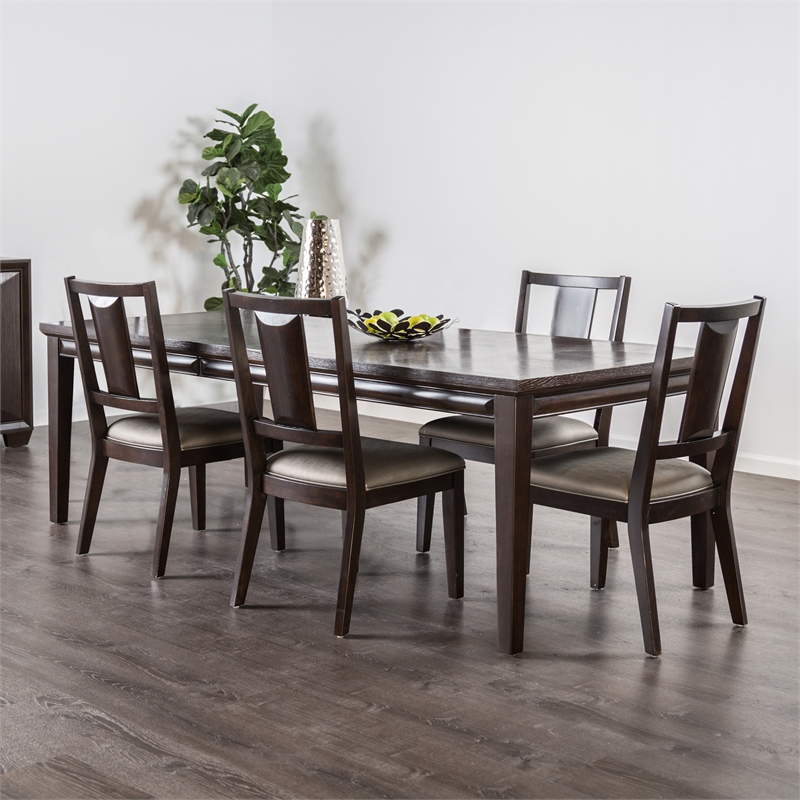 Furniture of America Arvin Wood 5-Piece Extendable Dining Table Set in Espresso