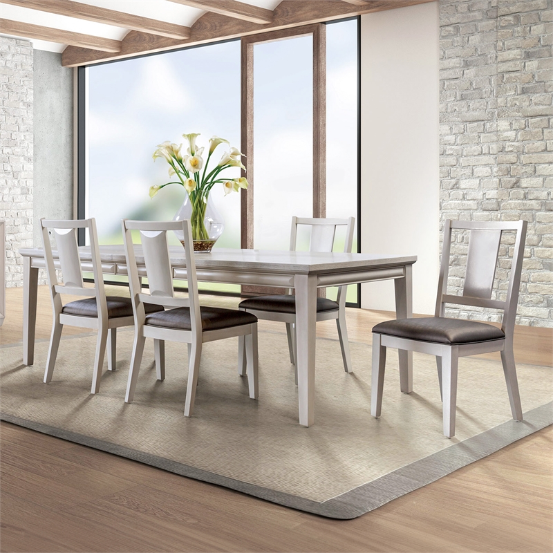 Furniture of America Arvin Wood 5-Piece Extendable Dining Table Set in White