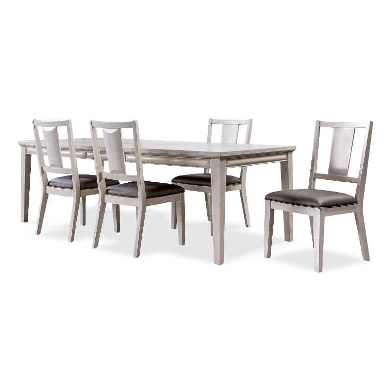 Furniture of America Arvin Wood 5-Piece Extendable Dining Table Set in White