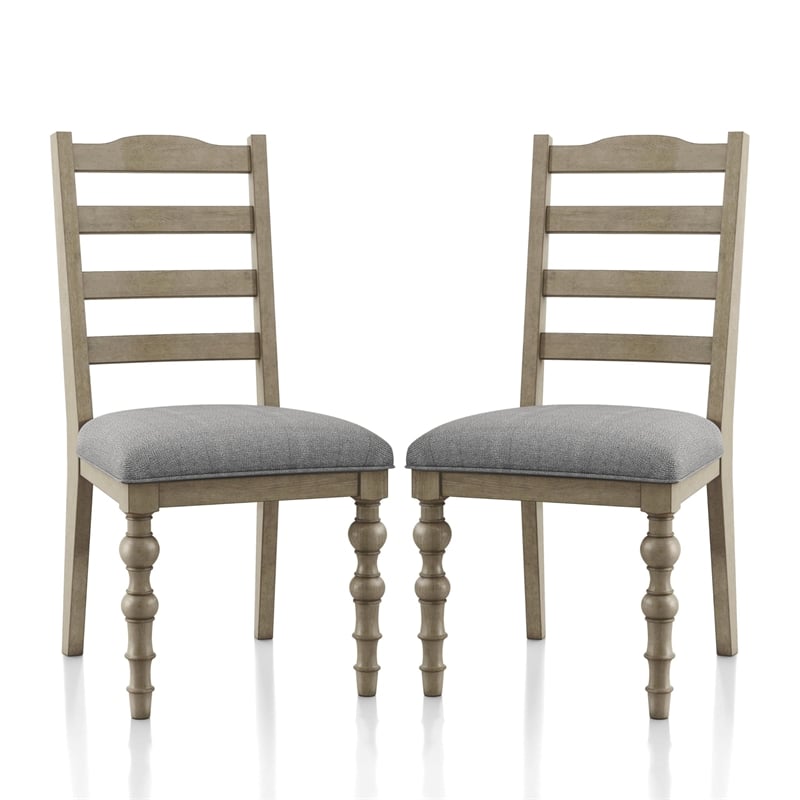 Furniture of America Shelimar Wood Side Chairs in Light White Wash (Set of 2)