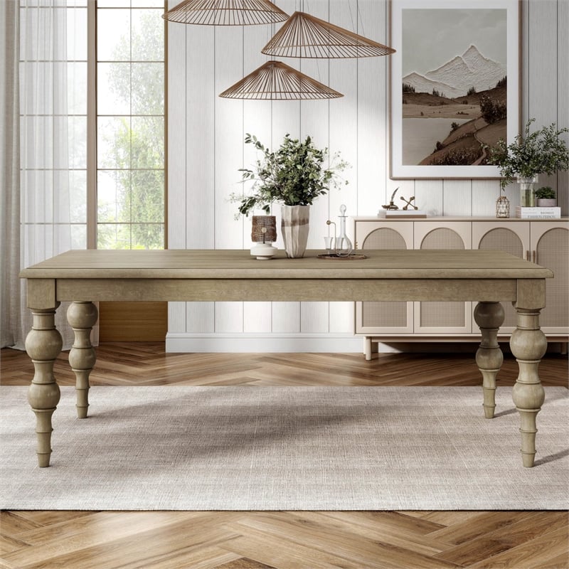 Furniture of America Shelimar Wood Dining Table in Light White Wash