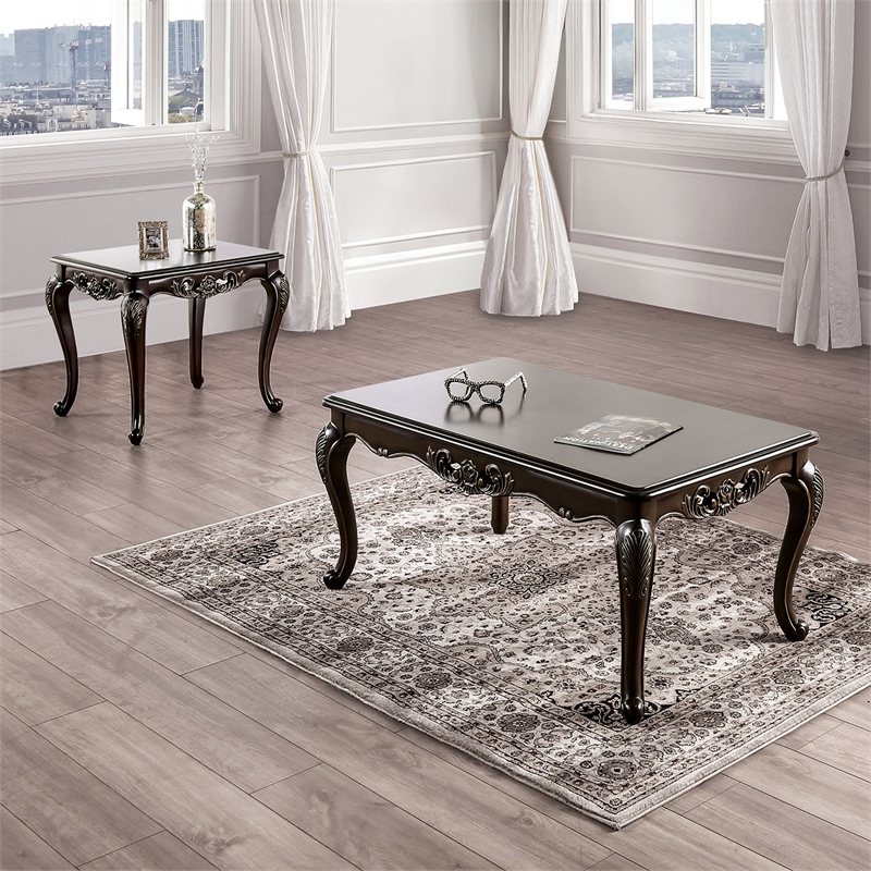 Furniture of America Adelaide Wood 2-Piece Coffee Table Set in Brown