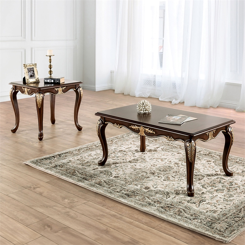 Furniture of America Boyd Wood 2-Piece Coffee Table Set in Brown