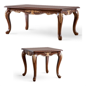 Furniture of America Boyd Wood 2-Piece Coffee Table Set in Brown