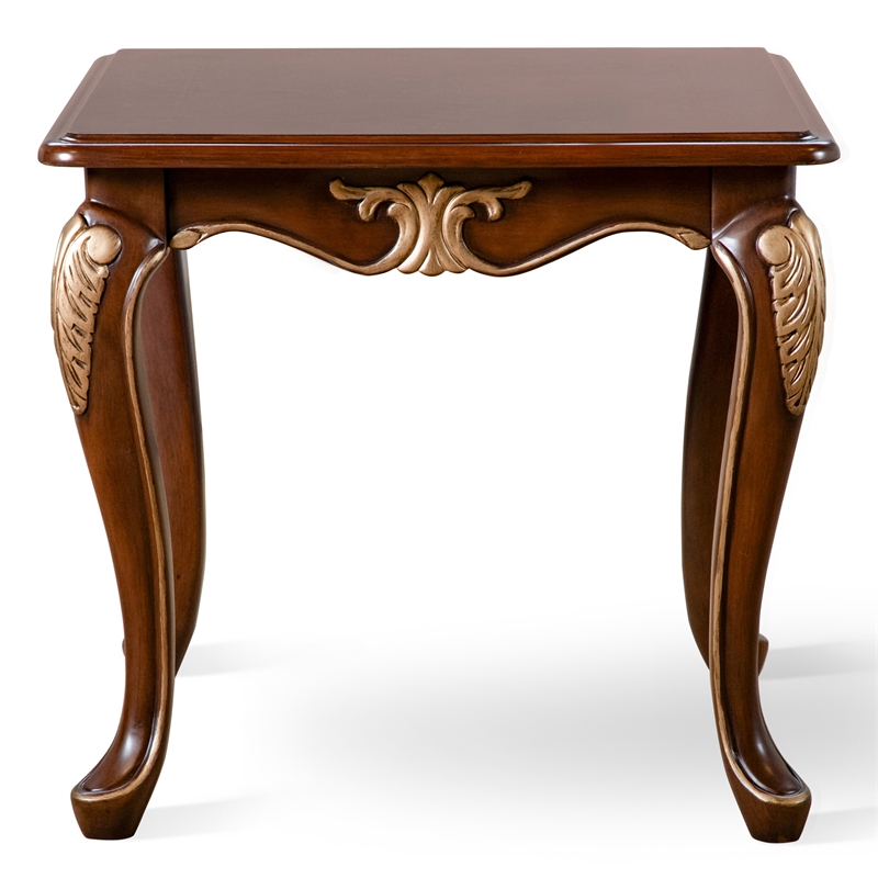 Furniture of America Boyd Wood End Table with Cabriole Legs in Brown