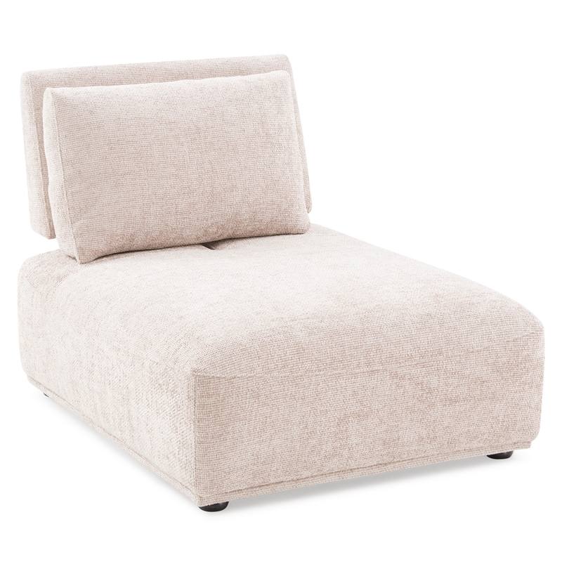 Furniture of America Tatiana Chenille and Wood Armless Chair in Light Brown