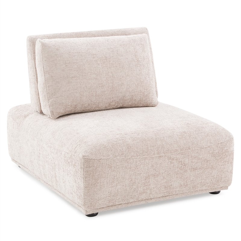 Furniture of America Tatiana Chenille and Wood Armless Chair in Light Brown