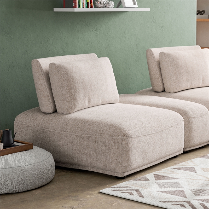 Furniture of America Tatiana Chenille and Wood Armless Chair in Light Brown