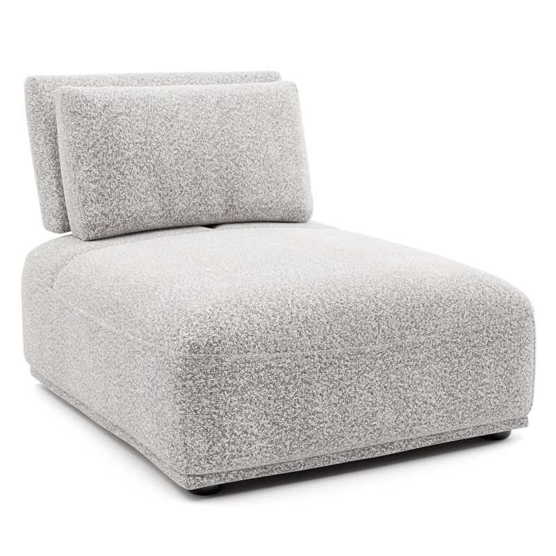 Furniture of America Tatiana Boucle Fabric and Wood Armless Chair in Light Gray