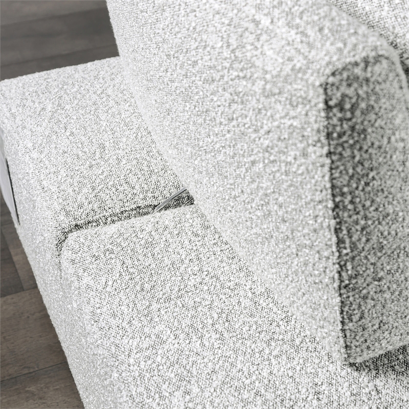 Furniture of America Tatiana Boucle Fabric and Wood Armless Chair in Light Gray