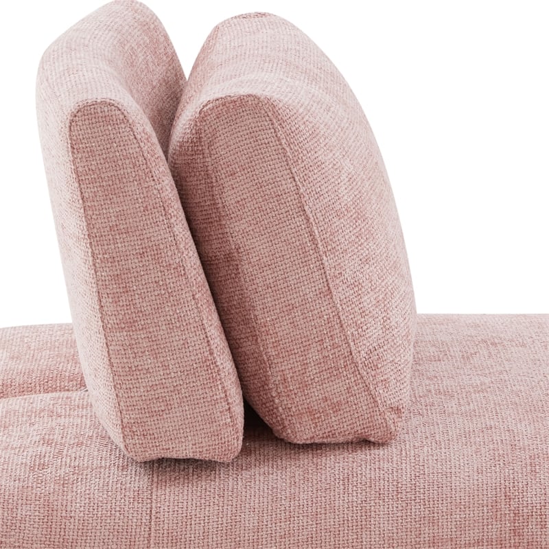 Furniture of America Tatiana Chenille and Wood Armless Chair in Pink