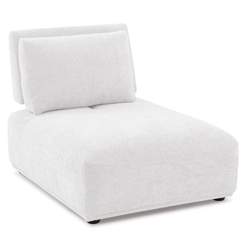 Furniture of America Tatiana Chenille and Wood Armless Chair in White