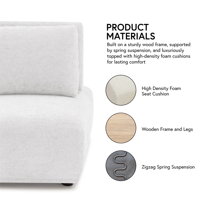 Furniture of America Tatiana Chenille and Wood Armless Chair in White