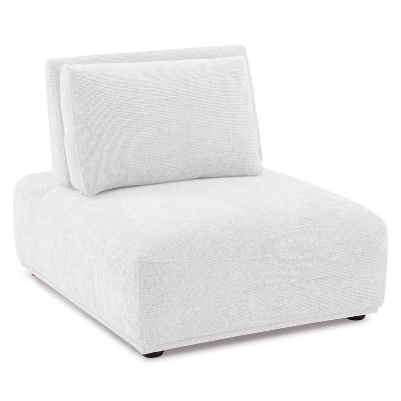 Furniture of America Tatiana Chenille and Wood Armless Chair in White