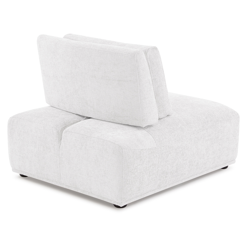 Furniture of America Tatiana Chenille and Wood Armless Chair in White