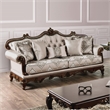 Furniture of America Adelaide Beige Tufted Fabric Sofa in Dark Cherry