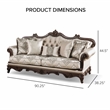 Furniture of America Adelaide Beige Tufted Fabric Sofa in Dark Cherry