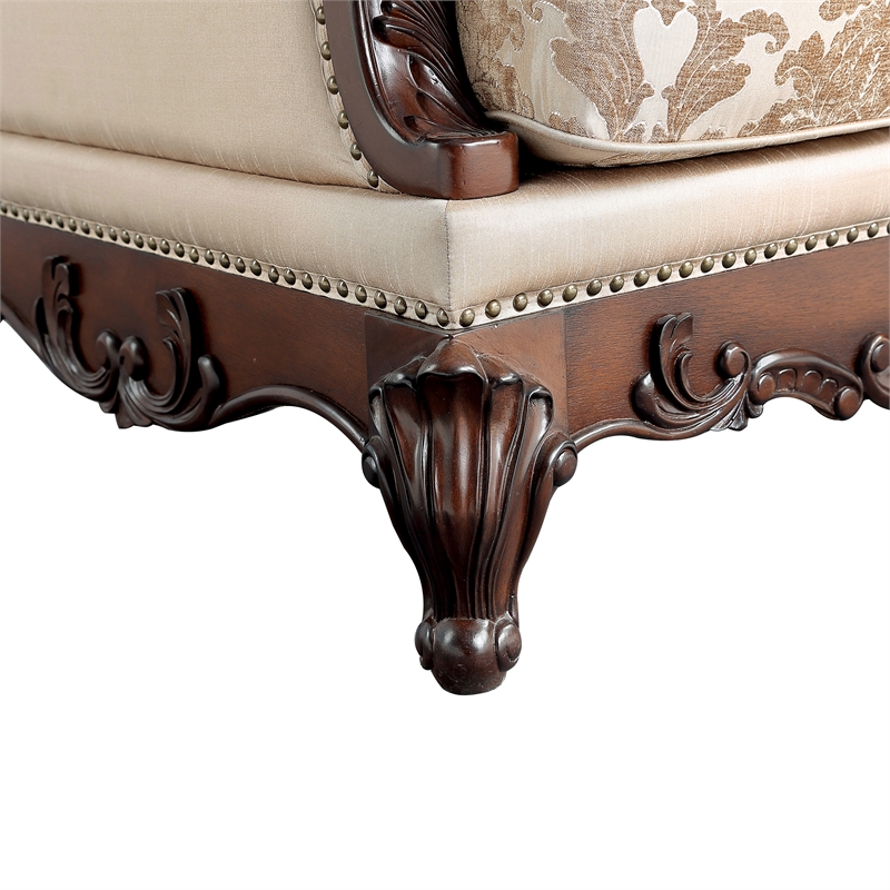 Furniture of America Adelaide Brown Tufted Fabric Sofa in Dark Cherry