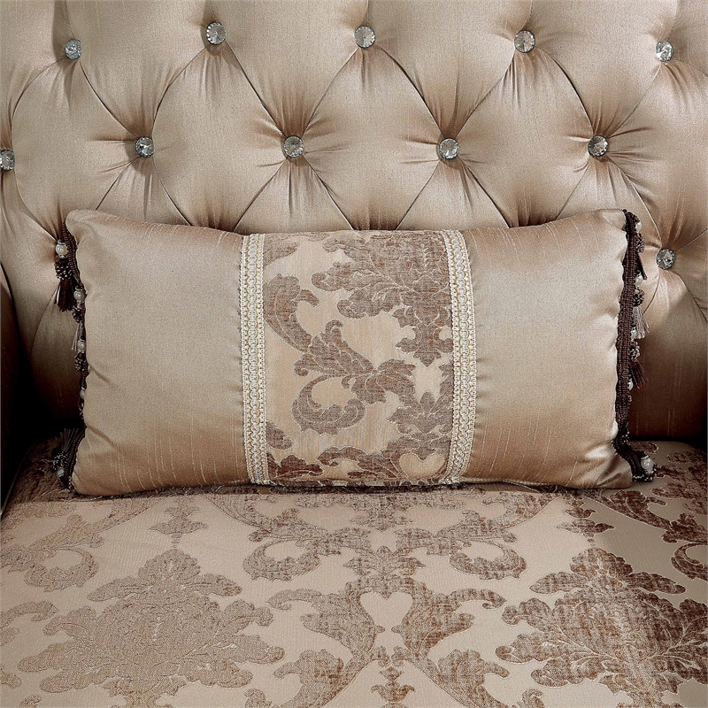 Furniture of America Adelaide Brown Tufted Fabric Sofa in Dark Cherry