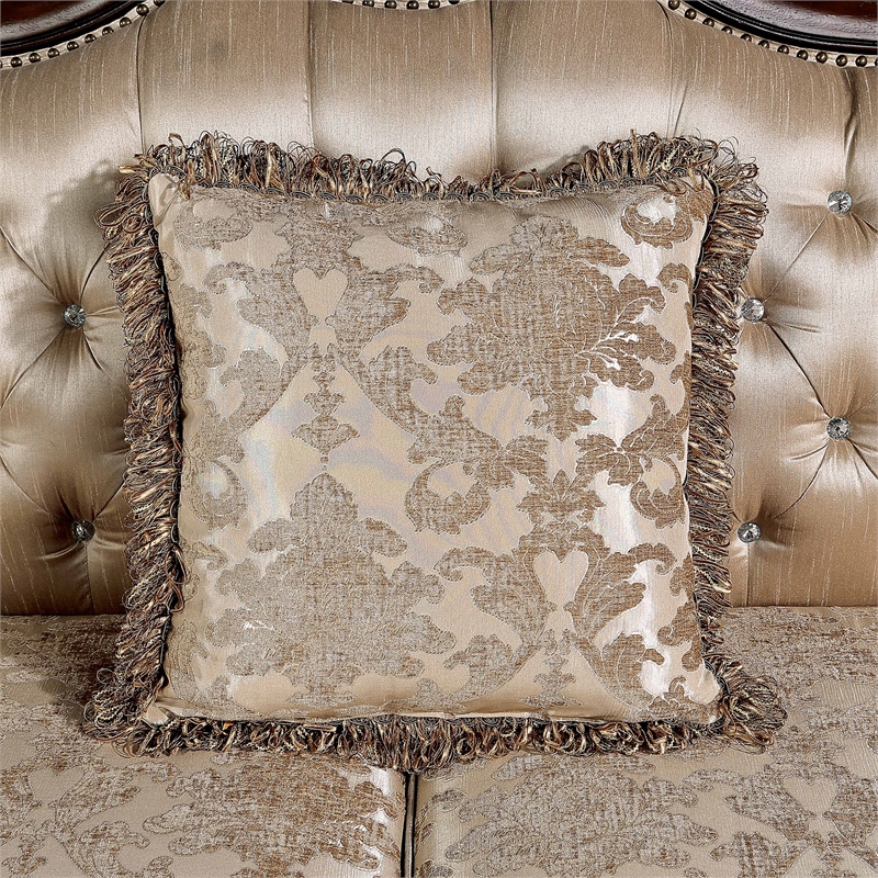 Furniture of America Adelaide Brown Tufted Fabric Sofa in Dark Cherry