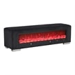 Furniture of America Alson Black Fabric Bench with Fireplace and Bluetooth Audio