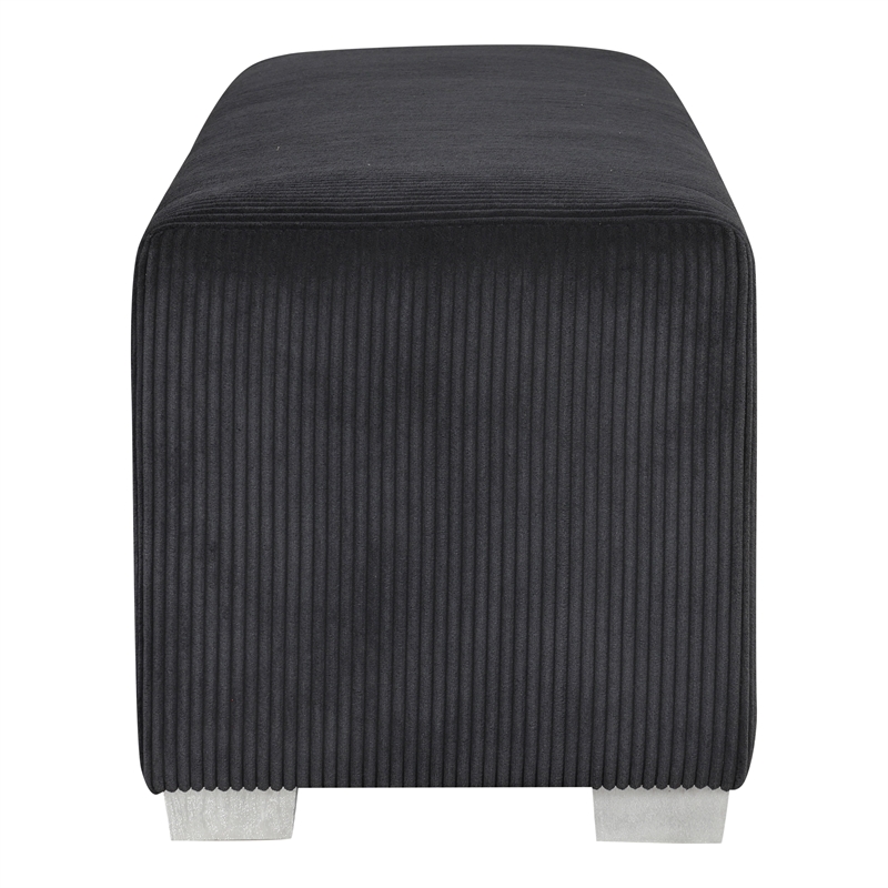 Furniture of America Alson Black Fabric Bench with Fireplace and Bluetooth Audio