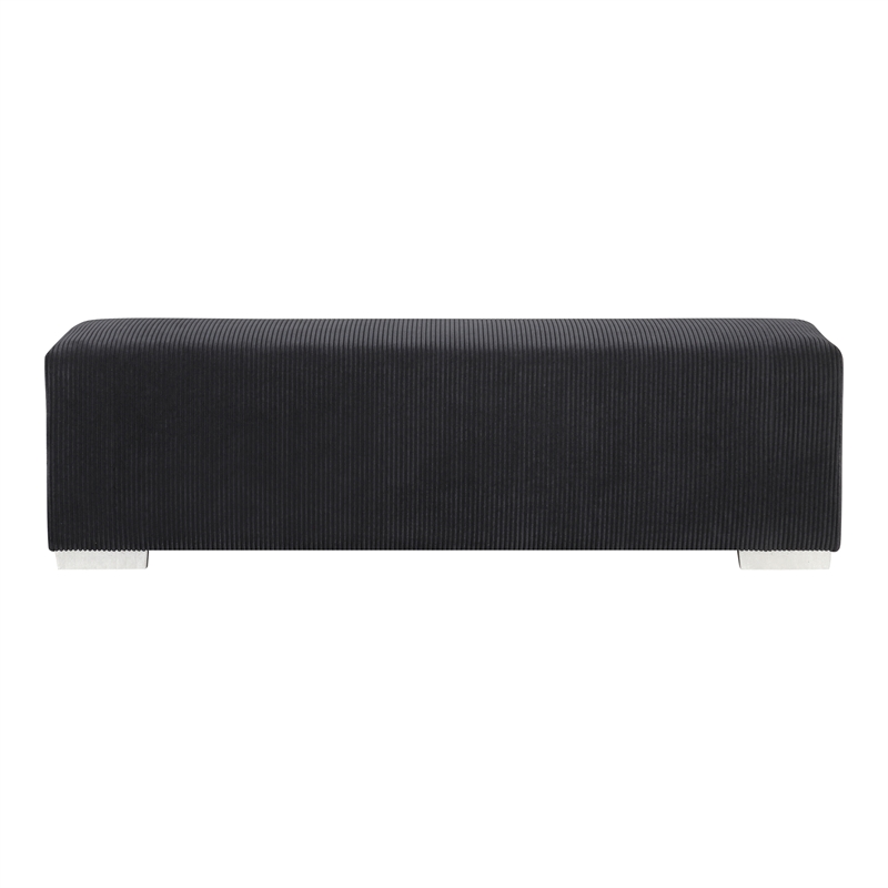 Furniture of America Alson Black Fabric Bench with Fireplace and Bluetooth Audio