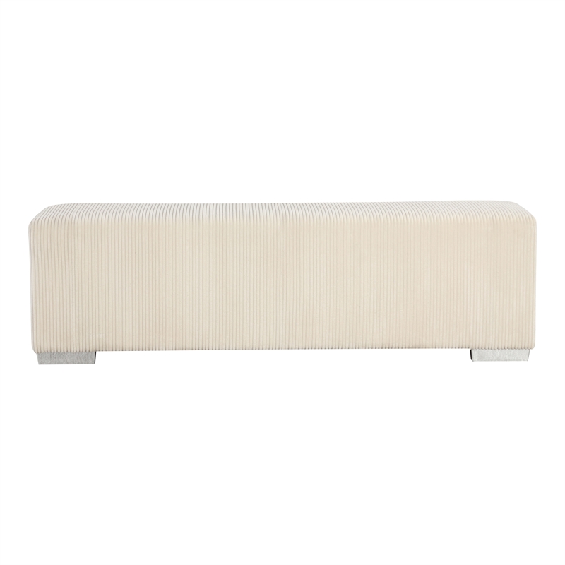 Furniture of America Alson Beige Fabric with Fireplace and Bluetooth Audio