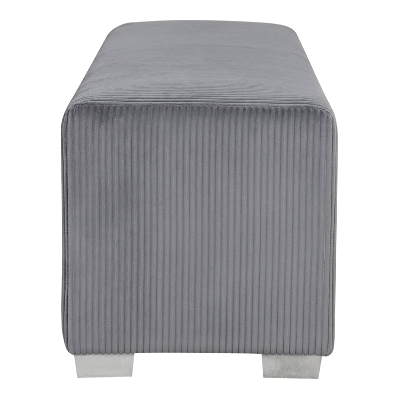 Furniture of America Alson Gray Fabric Bench with Fireplace and Bluetooth Audio