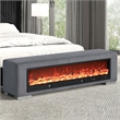 Furniture of America Alson Gray Fabric Bench with Fireplace and Bluetooth Audio
