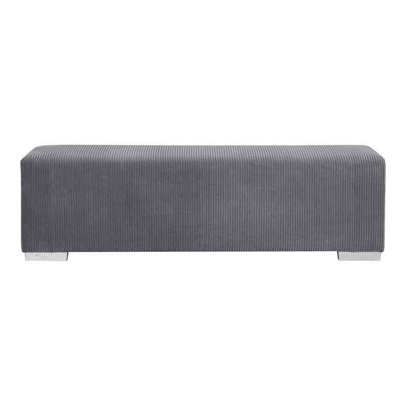 Furniture of America Alson Gray Fabric Bench with Fireplace and Bluetooth Audio