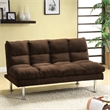 Furniture of America Ryven Biscuit Tufted Microfiber Futon Sofa Bed in Brown