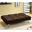 Furniture of America Ryven Biscuit Tufted Microfiber Futon Sofa Bed in Brown